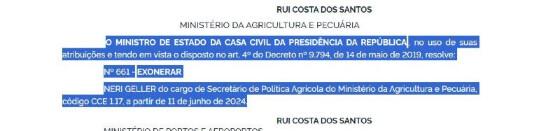 Demissão Ex-deputado federal Neri Geller PP