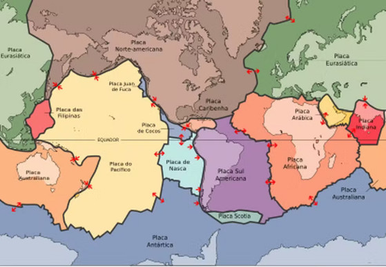 Mapa placa tectônicas terra