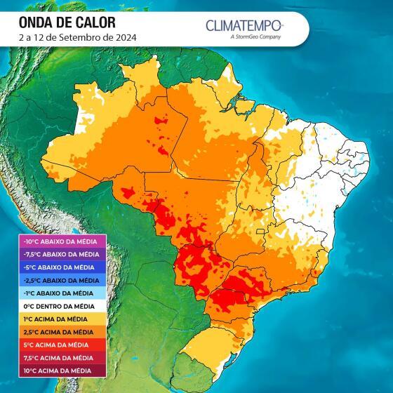 Onda de calor no Brasil a partir desta segunda, 02 de setembro